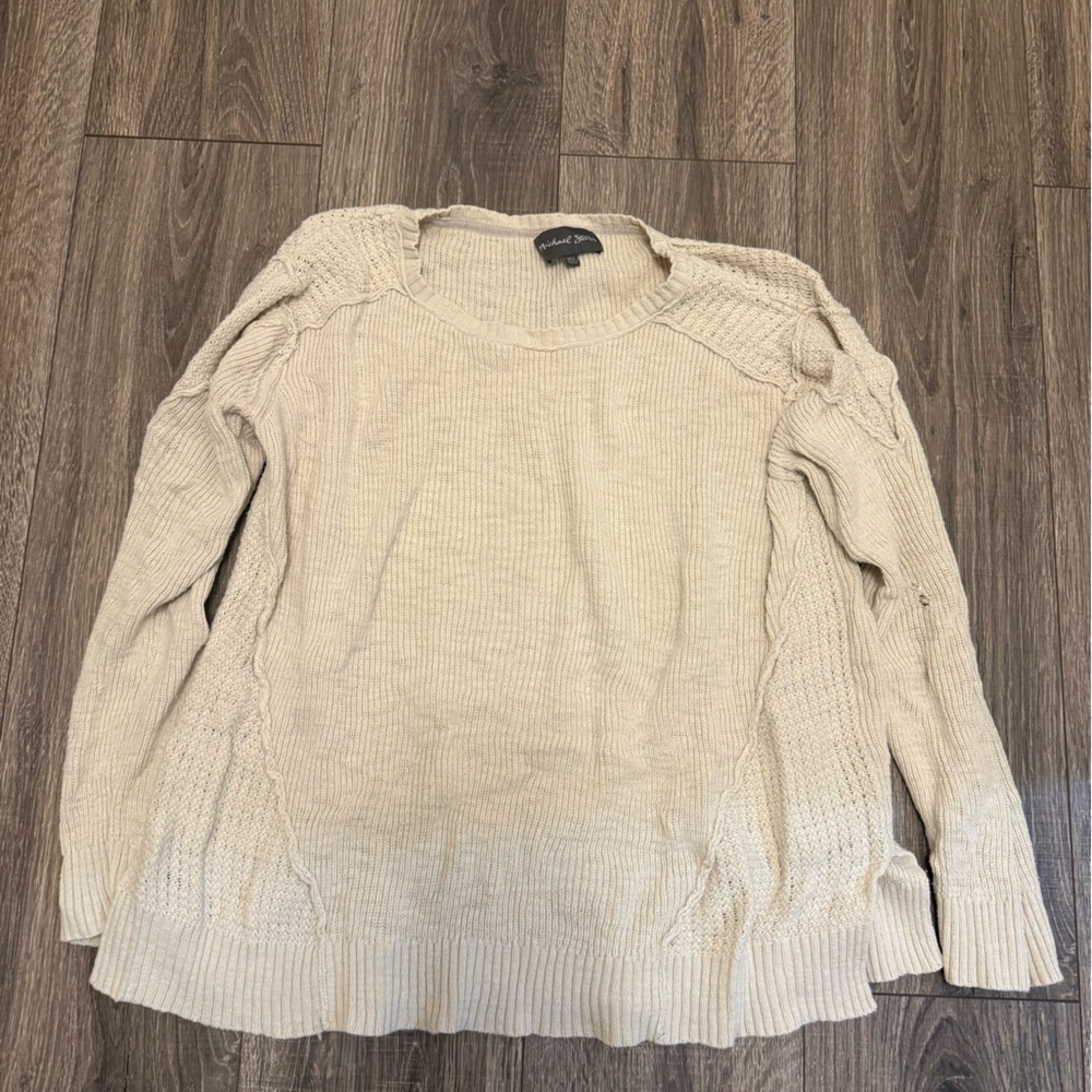 MICHAEL STARS Official Women’s Beige Oversized Cable Knit Sweater Size M/L